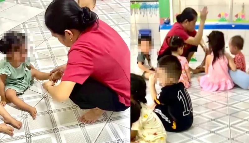 Triệu Thị Tâm, bảo mẫu đánh, búng dây thun khiến trẻ khóc thét tại trường mầm non. Triệu Thị Tâm, bảo mẫu đánh, búng dây thun khiến trẻ khóc thét tại trường mầm non.
